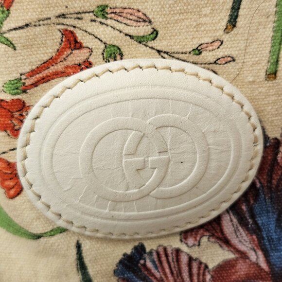 Gucci "Flora" vintage hobo bag canvas, gold shield tag, authenticity certificate - Picture 2 of 12